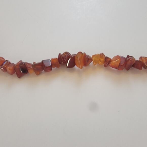 Vintage Carnelian Chip Bead Necklace 36 Inch Natural Red Brown Gemstone Strand - Picture 3 of 10